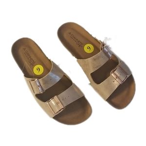 A. Giannetti Metallic Slide Sandals Size 9